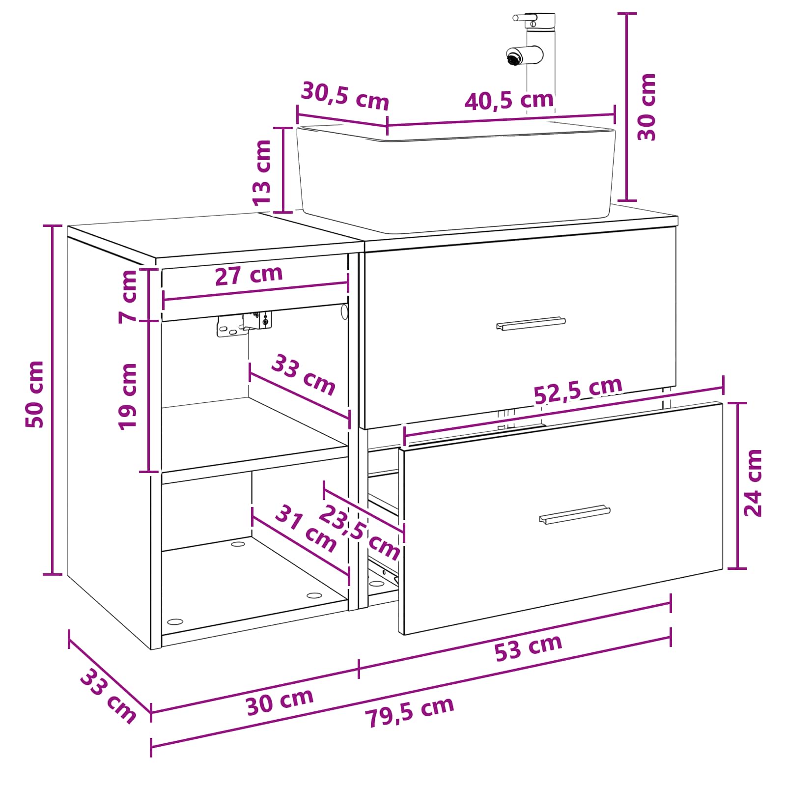 Badkamermeubelset 2 pcs Oud hout Bewerkt hout is nu te koop bij PeponiXL, paradijselijk wonen!