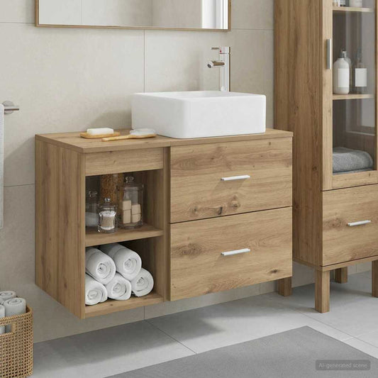 Badkamermeubelset 2 st Artisanaal eiken Bewerkt hout is nu te koop bij PeponiXL, paradijselijk wonen!