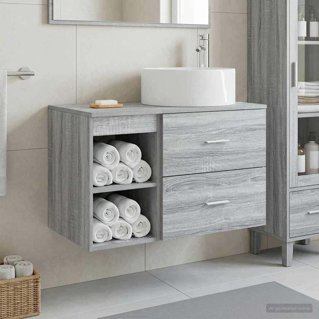 Badkamermeubelset 2 pcs Grijs Sonoma Bewerkt hout