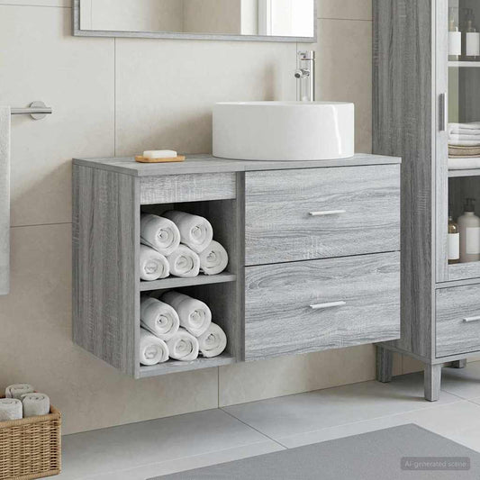 Badkamermeubelset 2 pcs Grijs Sonoma Bewerkt hout is nu te koop bij PeponiXL, paradijselijk wonen!