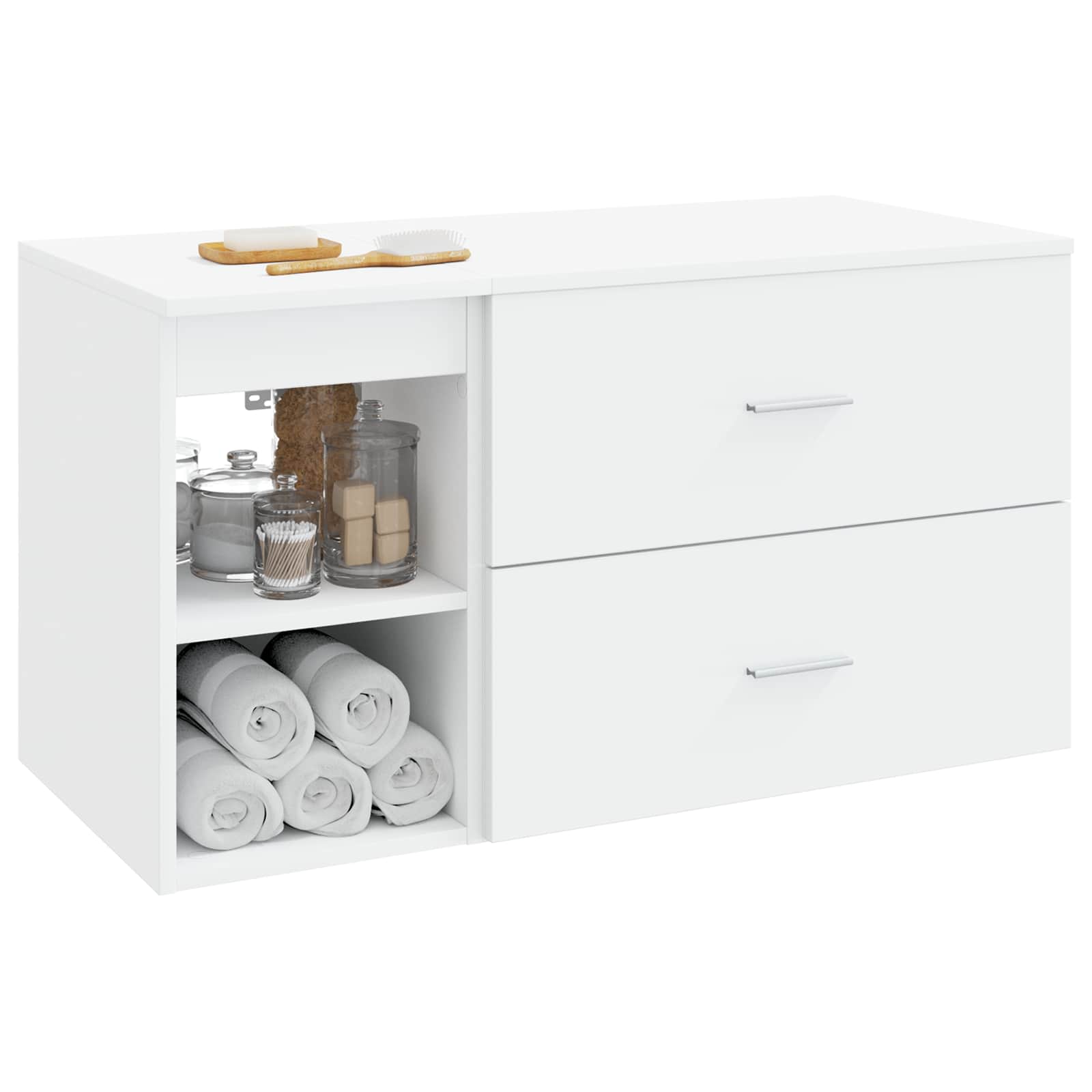 Badkamermeubelset 2 pcs Wit Bewerkt hout is nu te koop bij PeponiXL, paradijselijk wonen!