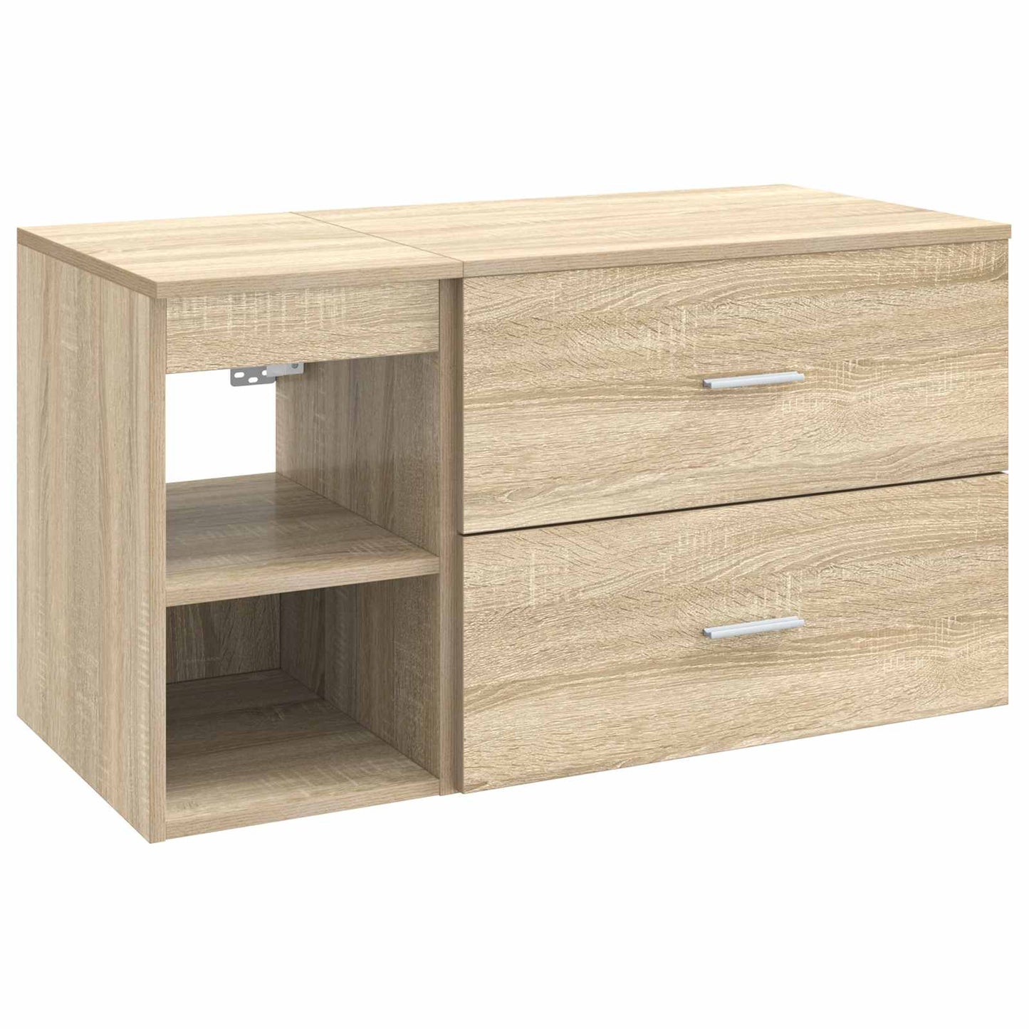 Badkamermeubelset 2 pcs Sonoma Eiken Bewerkt hout is nu te koop bij PeponiXL, paradijselijk wonen!