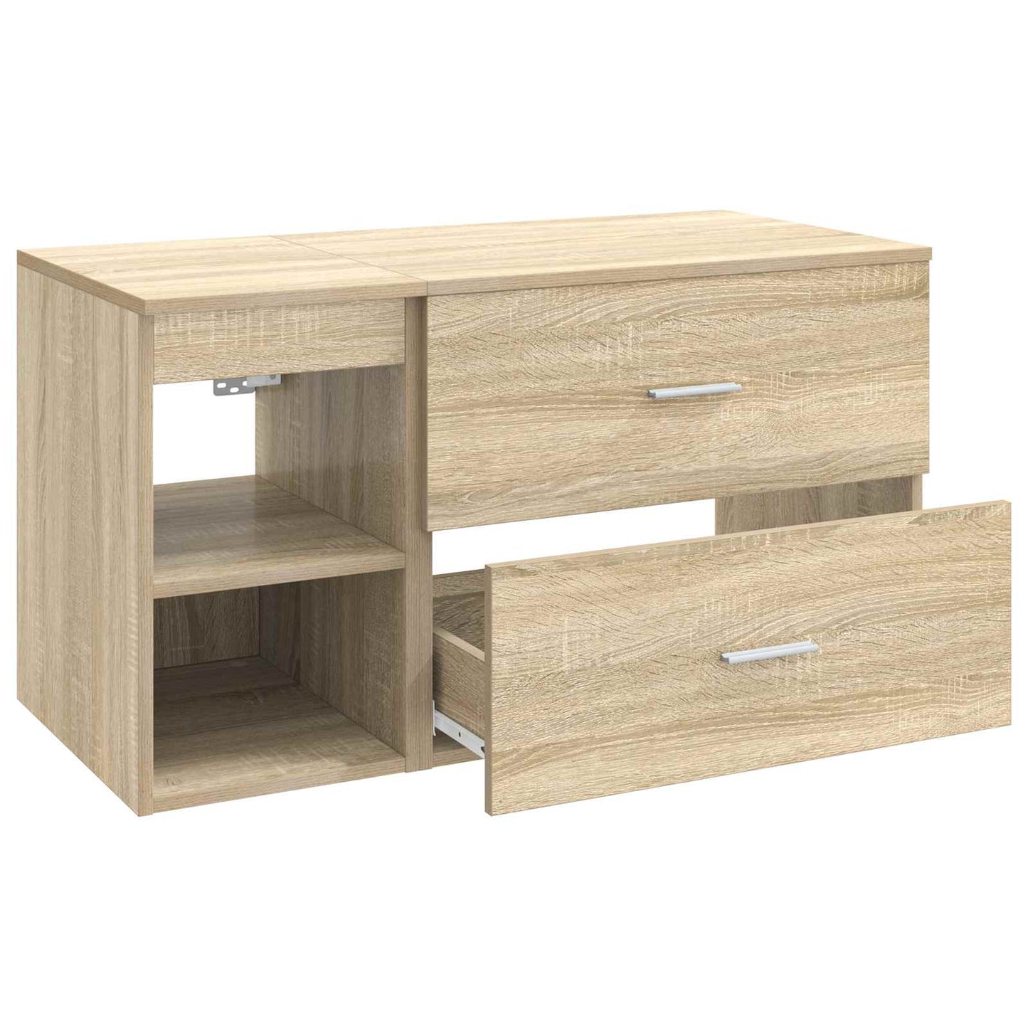Badkamermeubelset 2 pcs Sonoma Eiken Bewerkt hout is nu te koop bij PeponiXL, paradijselijk wonen!