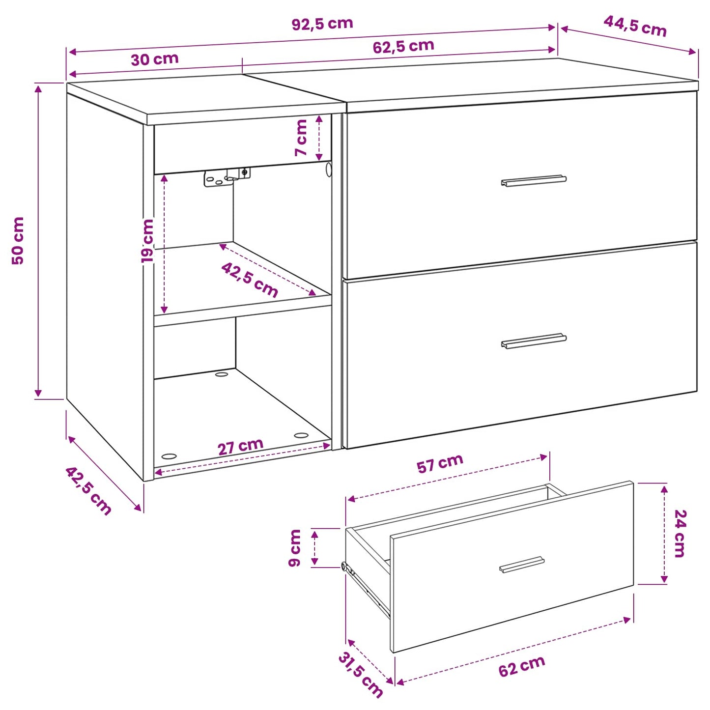 Badkamermeubelset 2 pcs Sonoma Eiken Bewerkt hout is nu te koop bij PeponiXL, paradijselijk wonen!