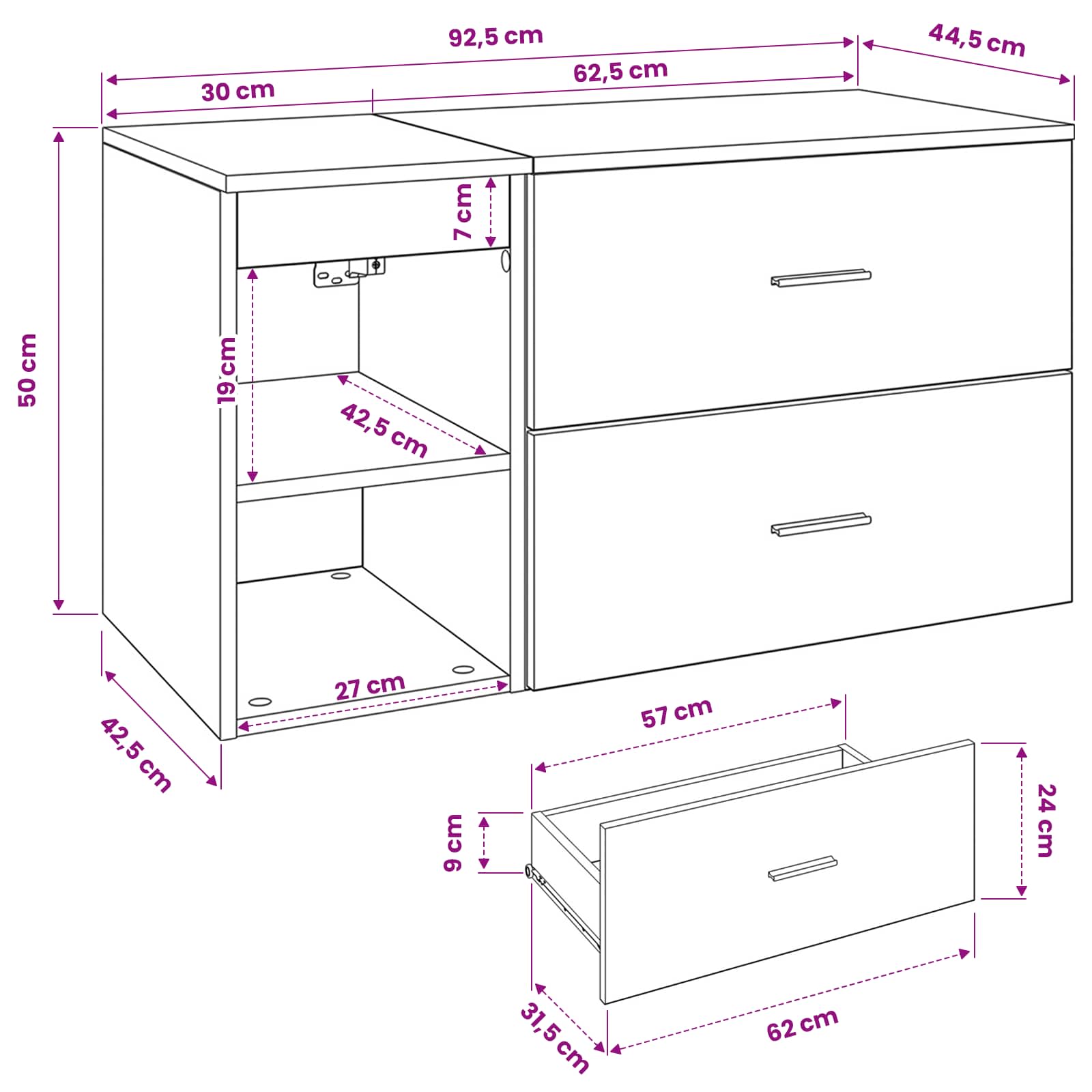 Badkamermeubelset 2 pcs Sonoma Eiken Bewerkt hout is nu te koop bij PeponiXL, paradijselijk wonen!