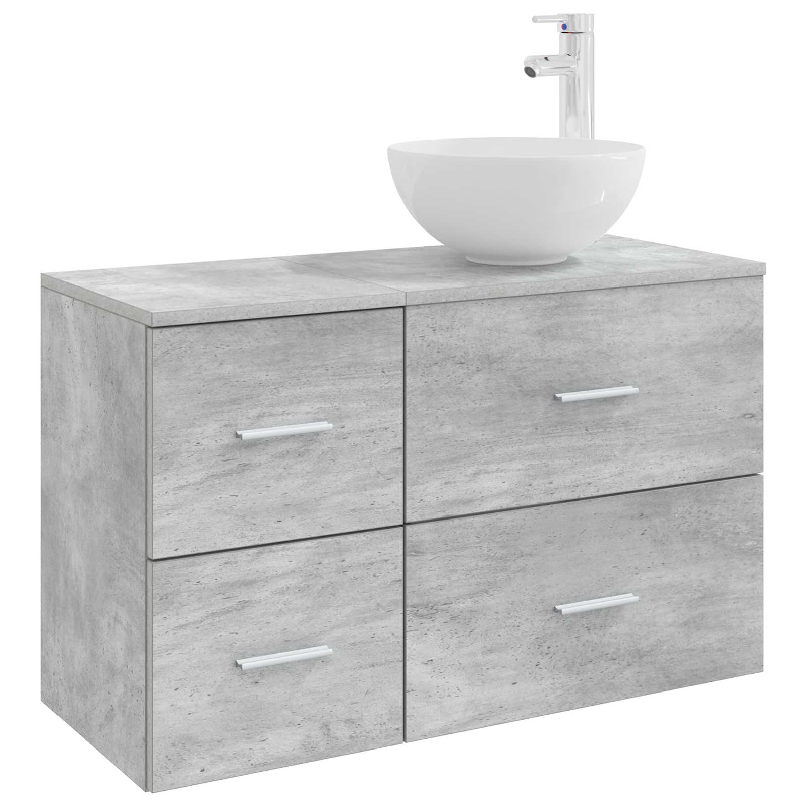 Badkamermeubelset 2 pcs Betongrijs Bewerkt hout is nu te koop bij PeponiXL, paradijselijk wonen!