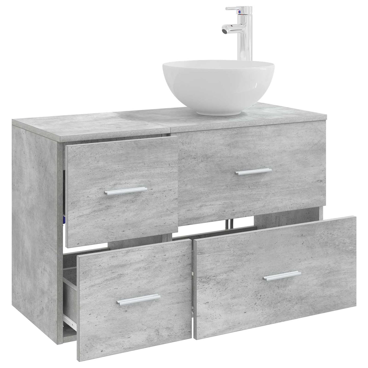Badkamermeubelset 2 pcs Betongrijs Bewerkt hout is nu te koop bij PeponiXL, paradijselijk wonen!