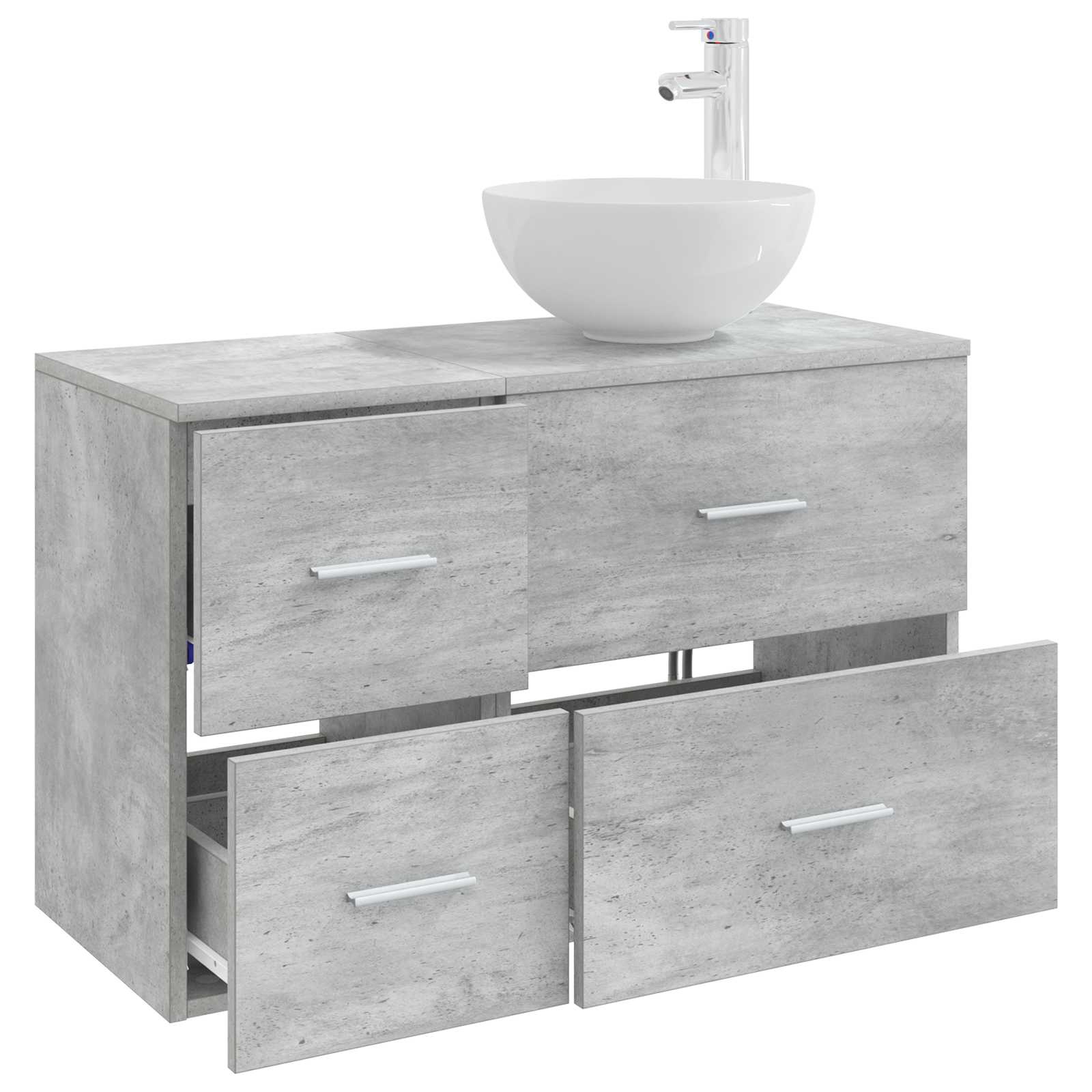 Badkamermeubelset 2 pcs Betongrijs Bewerkt hout is nu te koop bij PeponiXL, paradijselijk wonen!