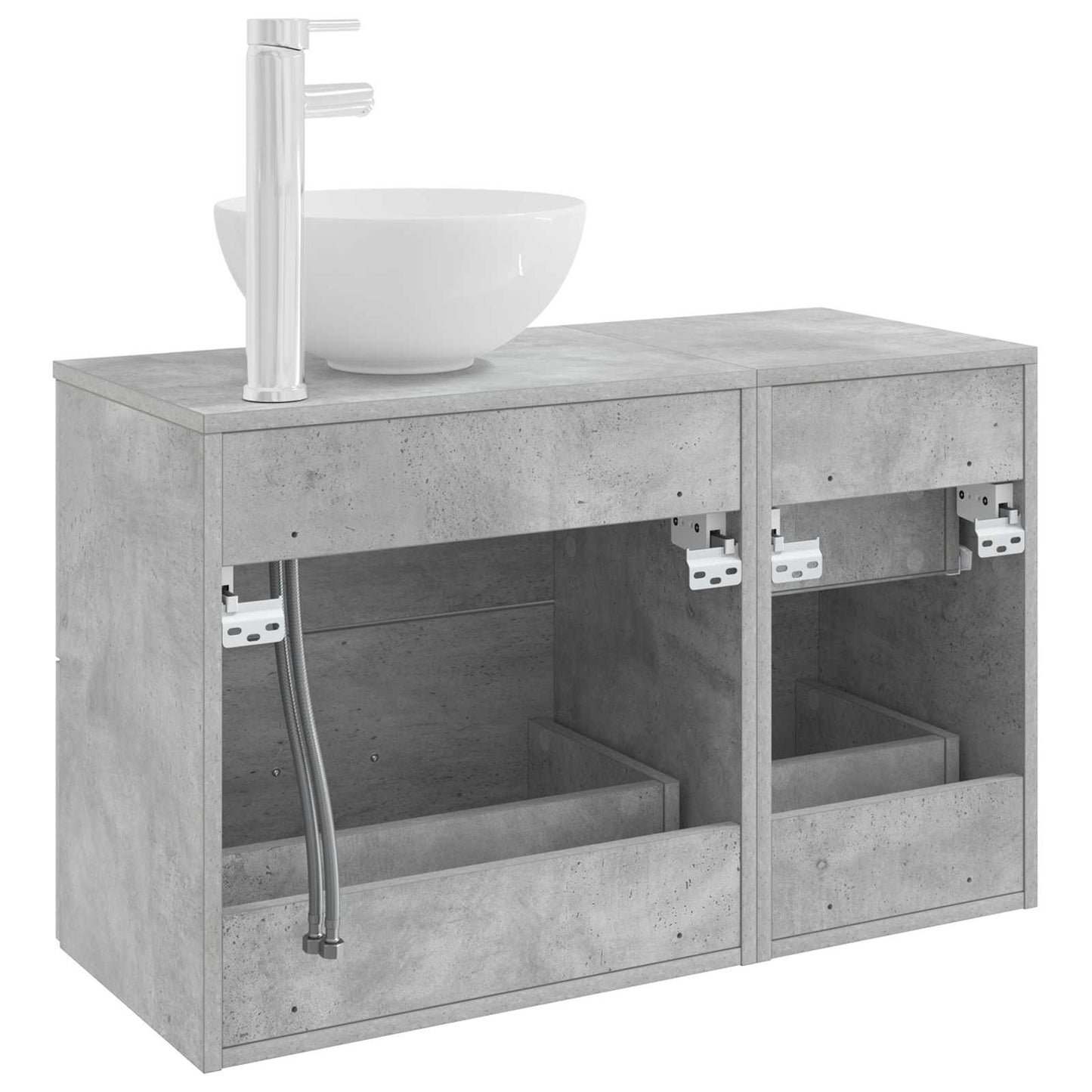 Badkamermeubelset 2 pcs Betongrijs Bewerkt hout is nu te koop bij PeponiXL, paradijselijk wonen!