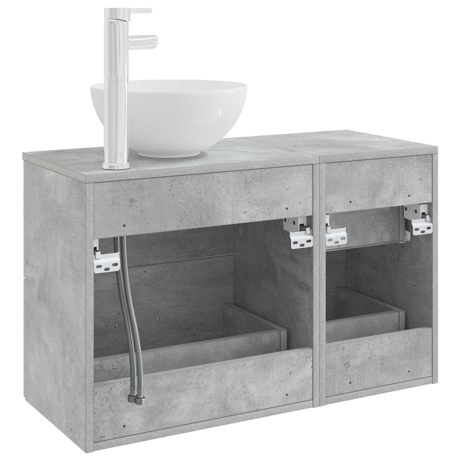 Badkamermeubelset 2 pcs Betongrijs Bewerkt hout is nu te koop bij PeponiXL, paradijselijk wonen!