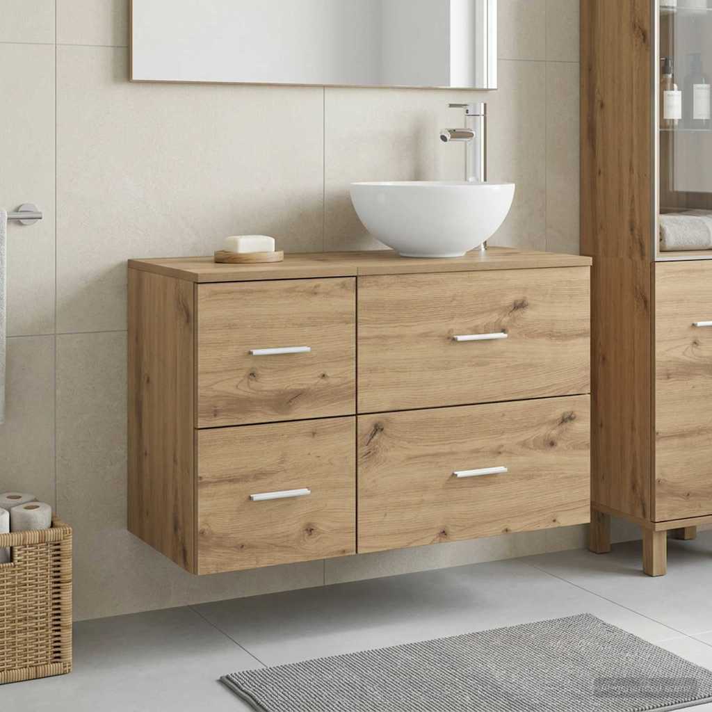 Badkamermeubelset 2 st Artisanaal eiken Bewerkt hout is nu te koop bij PeponiXL, paradijselijk wonen!