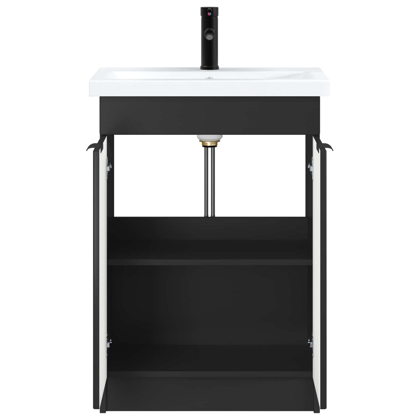 Badkamermeubelset Zwart 56 x 37,5 x 81 cm Bewerkt hout is nu te koop bij PeponiXL, paradijselijk wonen!