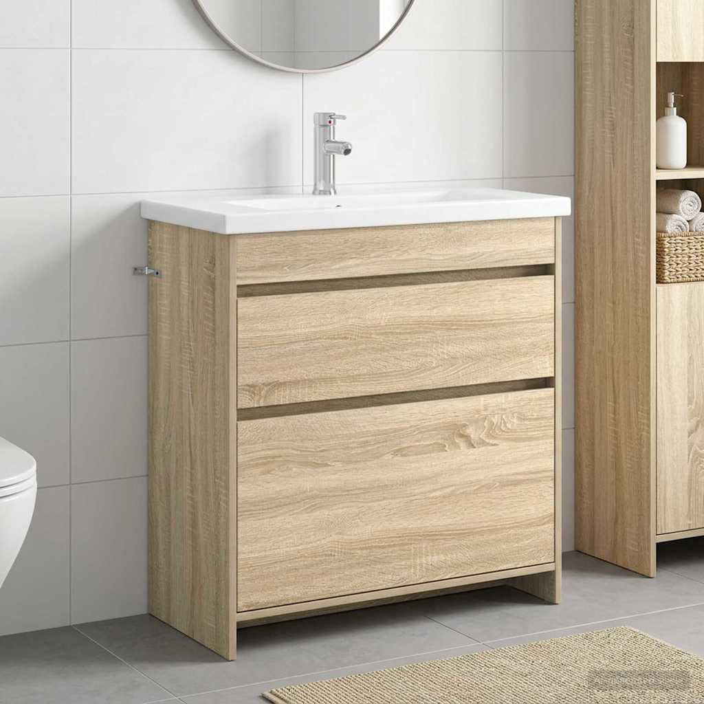 Badkamermeubelset Sonoma Eiken 81 x 40 x 84,5 cm Bewerkt hout is nu te koop bij PeponiXL, paradijselijk wonen!