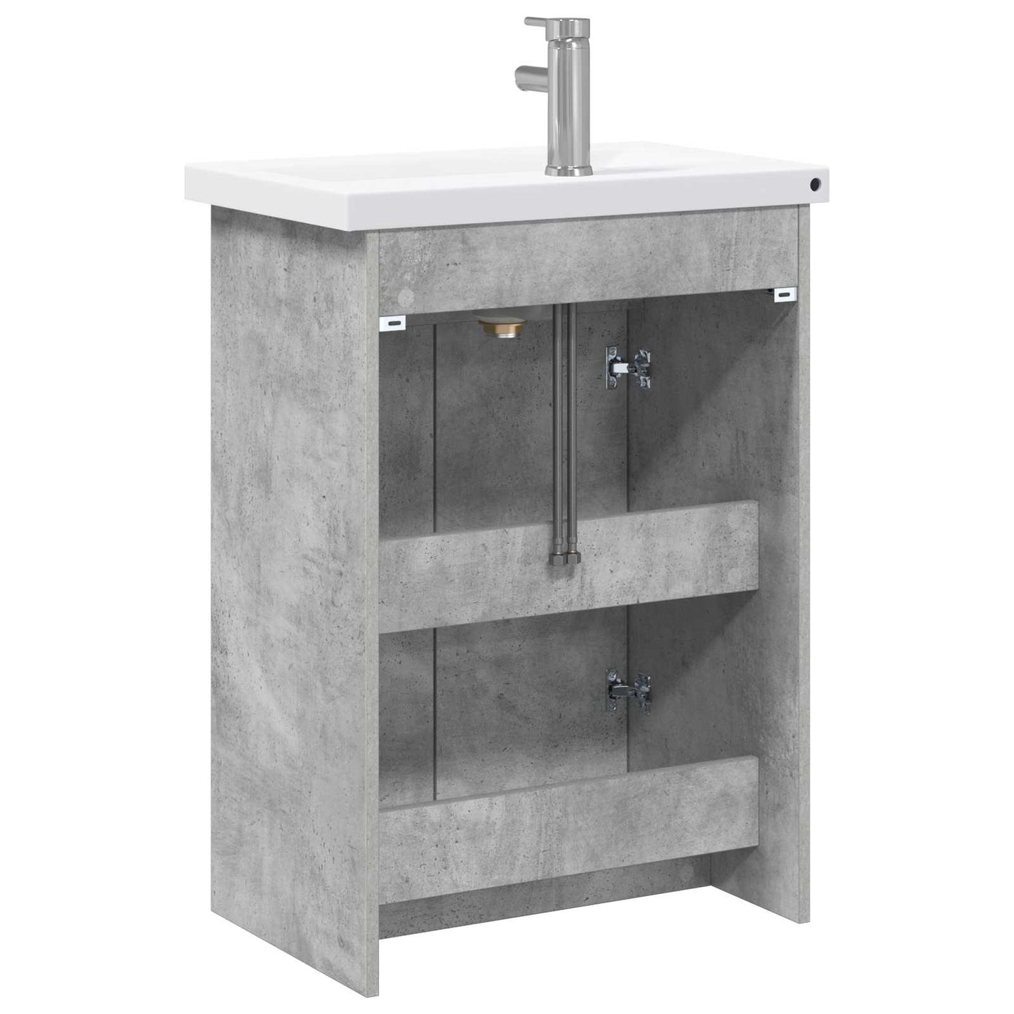 Badkamermeubelset Betongrijs 61 x 40 x 84,5 cm Bewerkt hout is nu te koop bij PeponiXL, paradijselijk wonen!