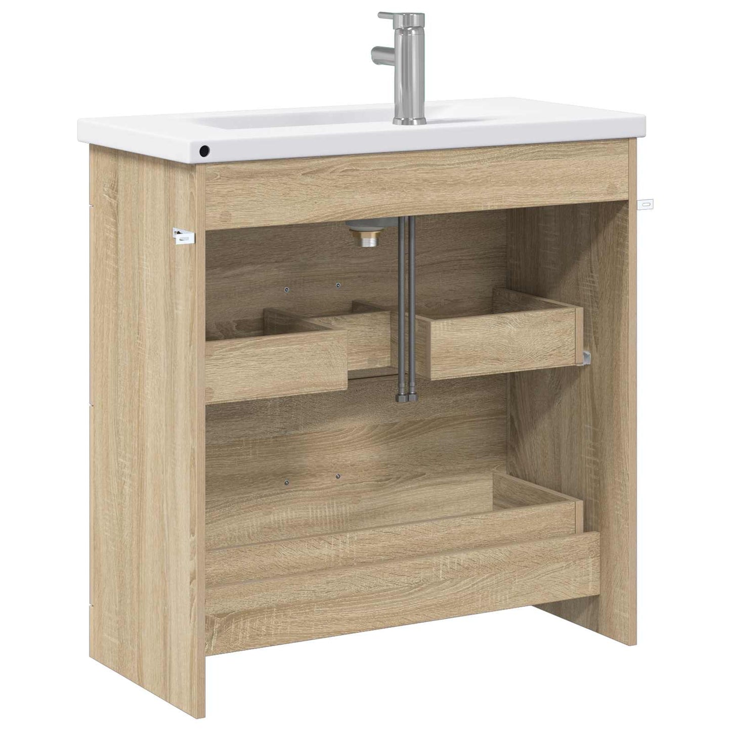 Badkamermeubelset Sonoma Eiken 81 x 40 x 84,5 cm Bewerkt hout is nu te koop bij PeponiXL, paradijselijk wonen!