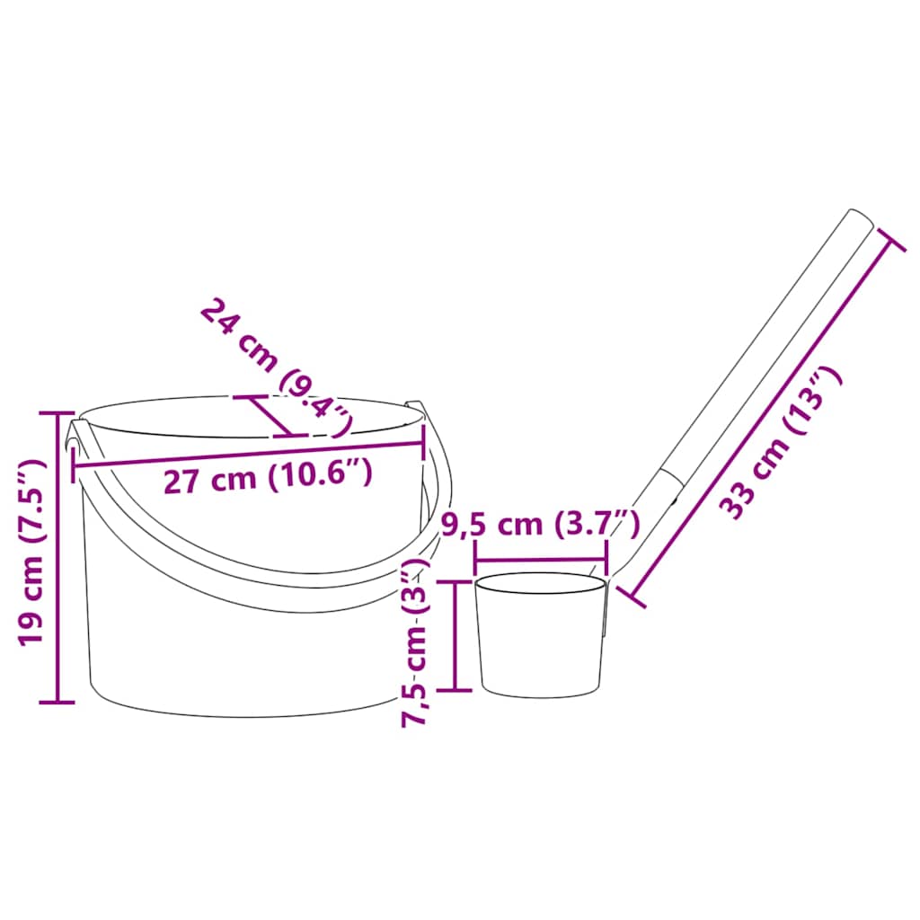 Sauna Accessoire Set 2 pcs Zwart is nu te koop bij PeponiXL, paradijselijk wonen!