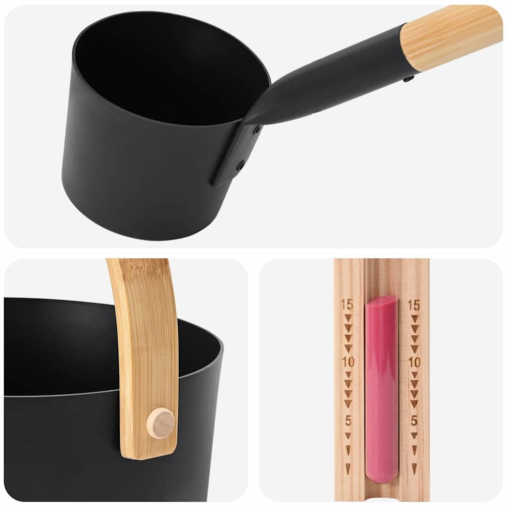 Sauna Accessoire Set 4 pcs Zwart is nu te koop bij PeponiXL, paradijselijk wonen!