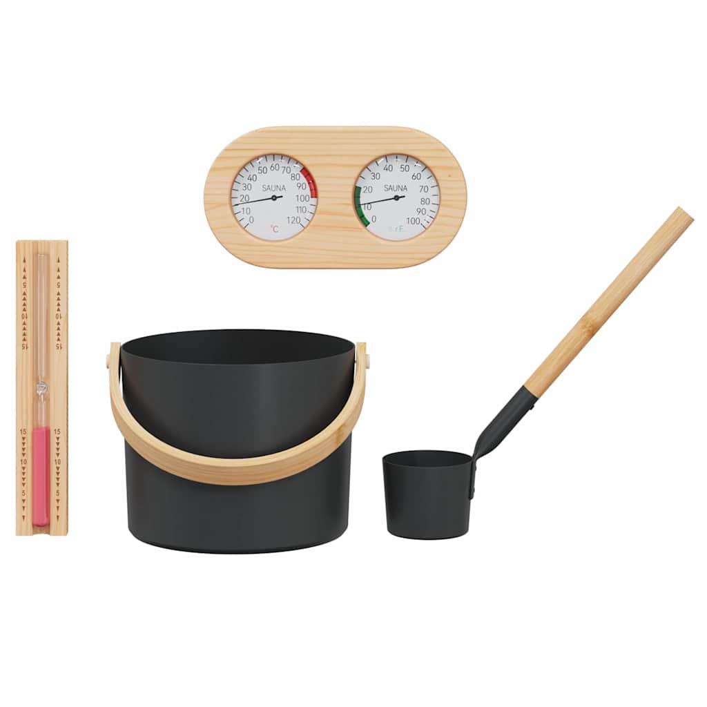 Sauna Accessoire Set 4 pcs Zwart is nu te koop bij PeponiXL, paradijselijk wonen!