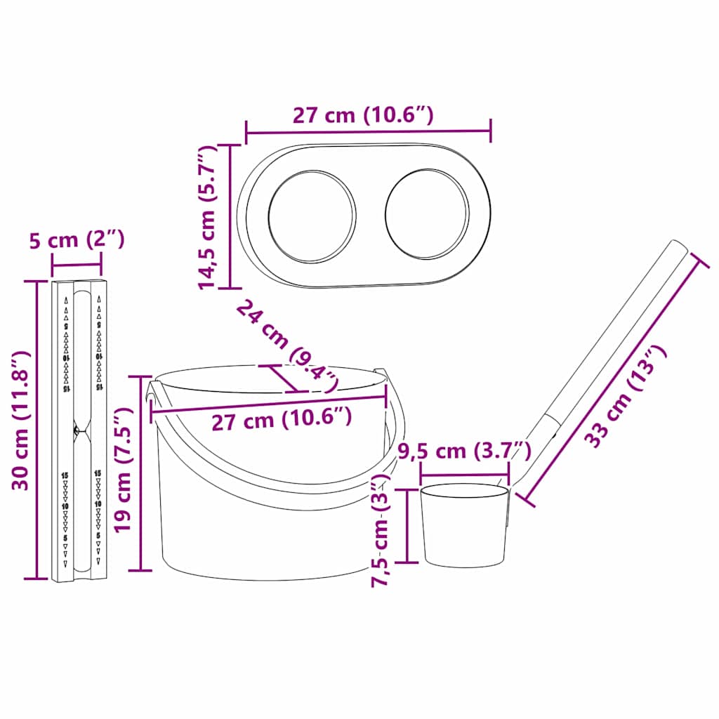 Sauna Accessoire Set 4 pcs Zwart is nu te koop bij PeponiXL, paradijselijk wonen!