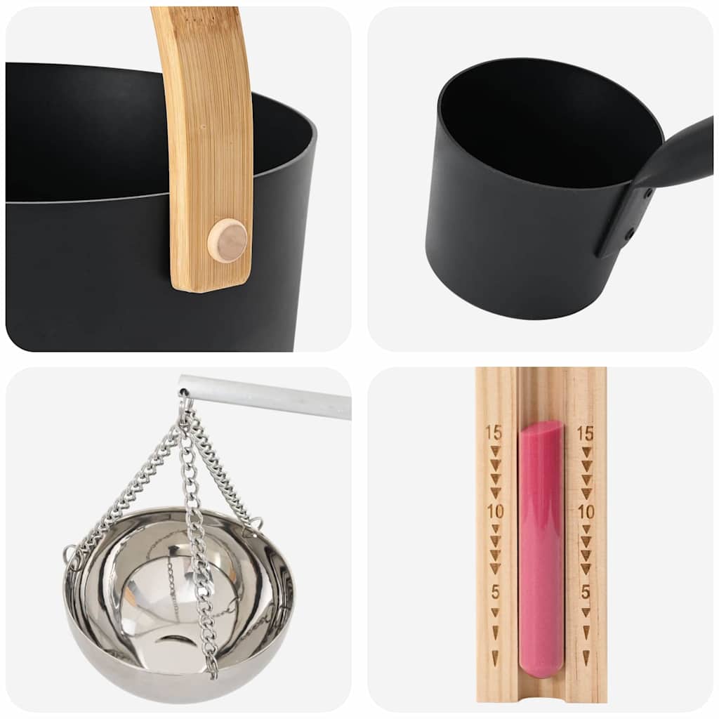 Sauna Accessoire Set 5 pcs Zwart is nu te koop bij PeponiXL, paradijselijk wonen!