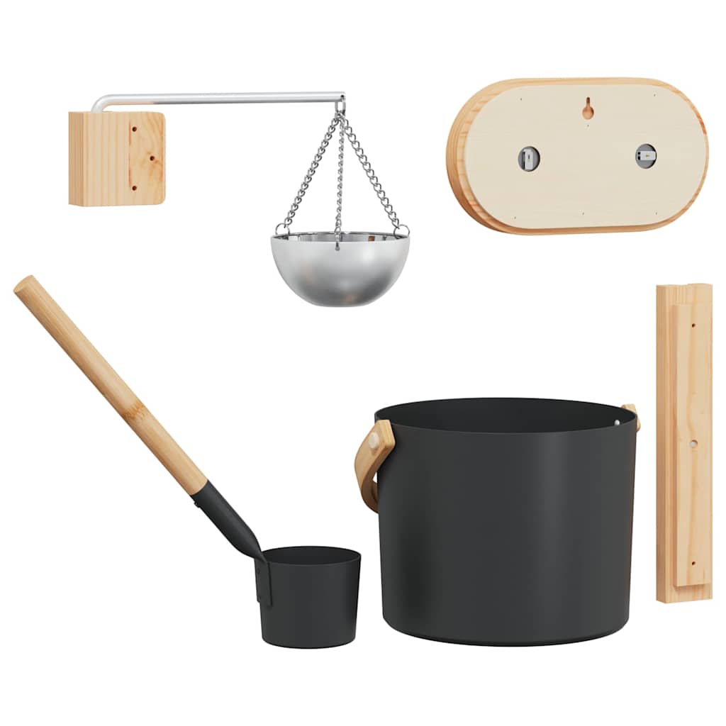 Sauna Accessoire Set 5 pcs Zwart is nu te koop bij PeponiXL, paradijselijk wonen!