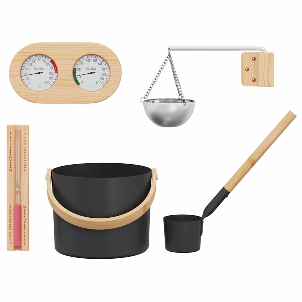 Sauna Accessoire Set 5 pcs Zwart is nu te koop bij PeponiXL, paradijselijk wonen!