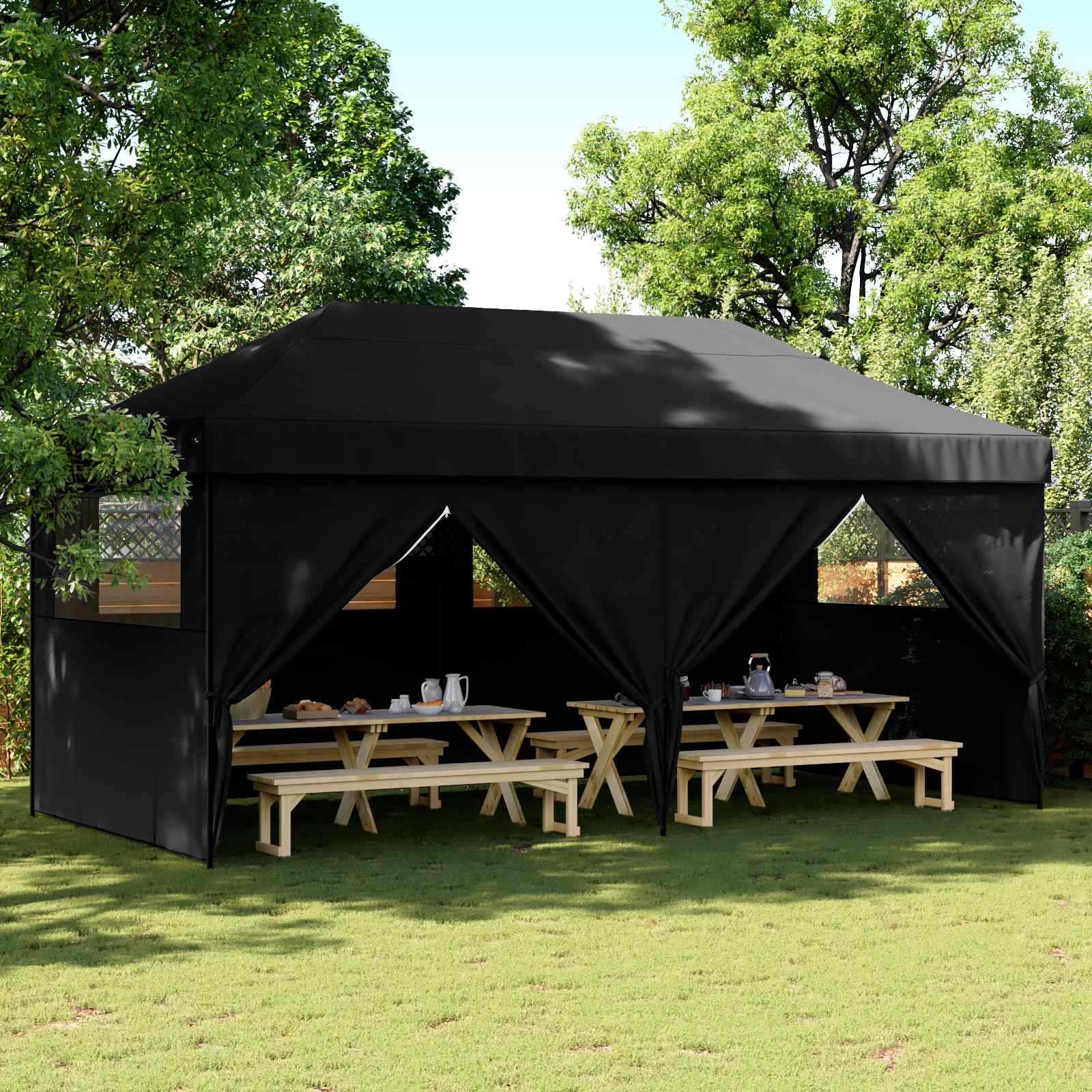 Partytent Zwart 292 x 580 x 315 cm Oxford Stof is nu te koop bij PeponiXL, paradijselijk wonen!