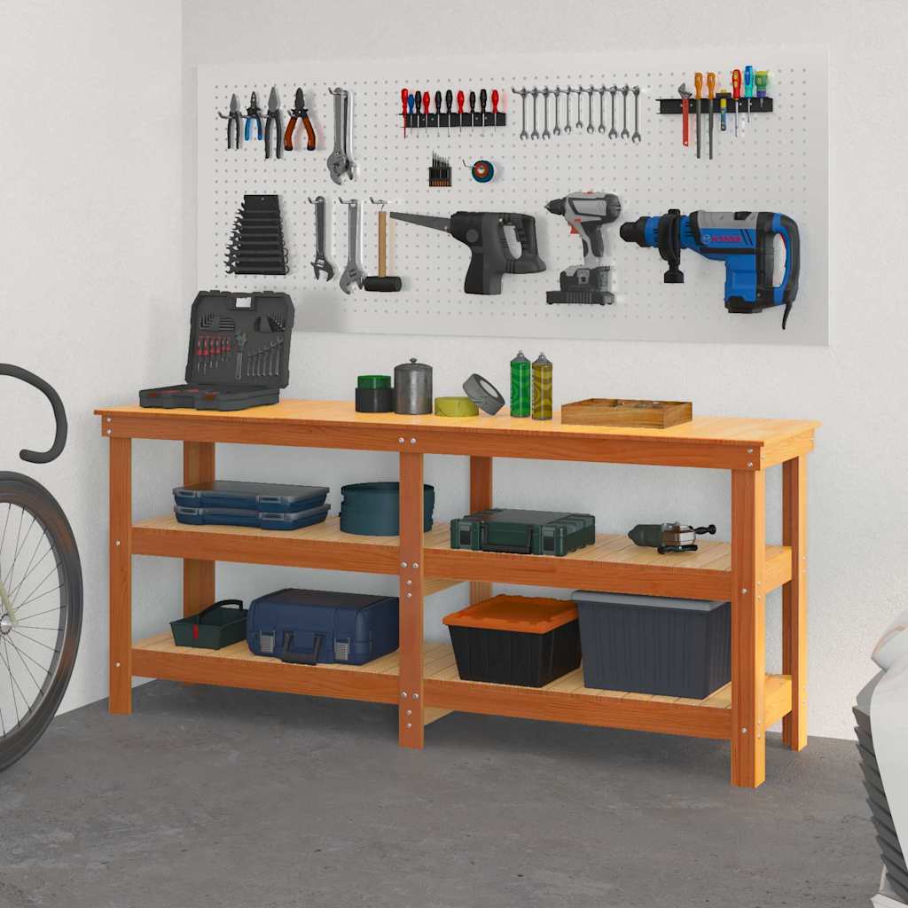 Werkbank Wasbruin 181,5 x 50 x 80 cm Massief grenenhout is nu te koop bij PeponiXL, paradijselijk wonen!