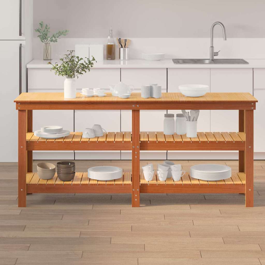 Werkbank Wasbruin 181,5 x 50 x 80 cm Massief grenenhout is nu te koop bij PeponiXL, paradijselijk wonen!