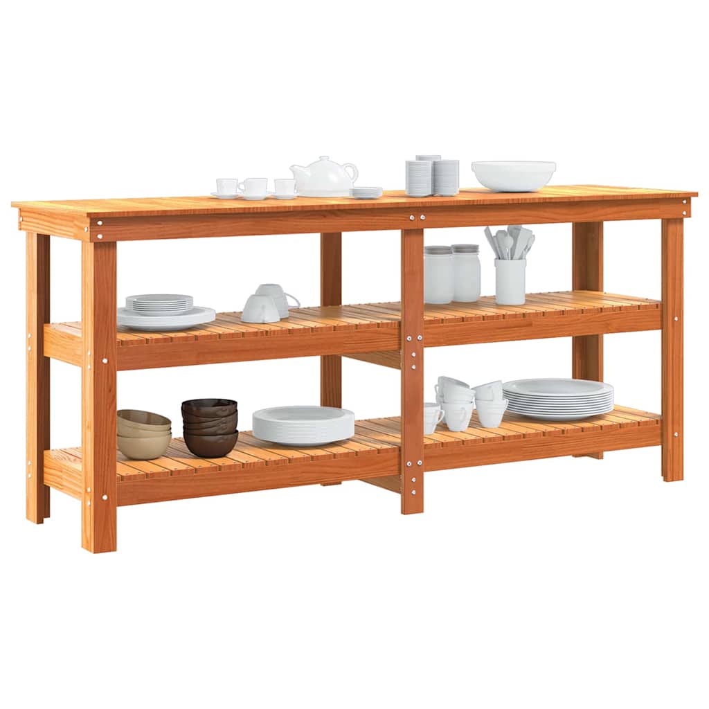 Werkbank Wasbruin 181,5 x 50 x 80 cm Massief grenenhout is nu te koop bij PeponiXL, paradijselijk wonen!