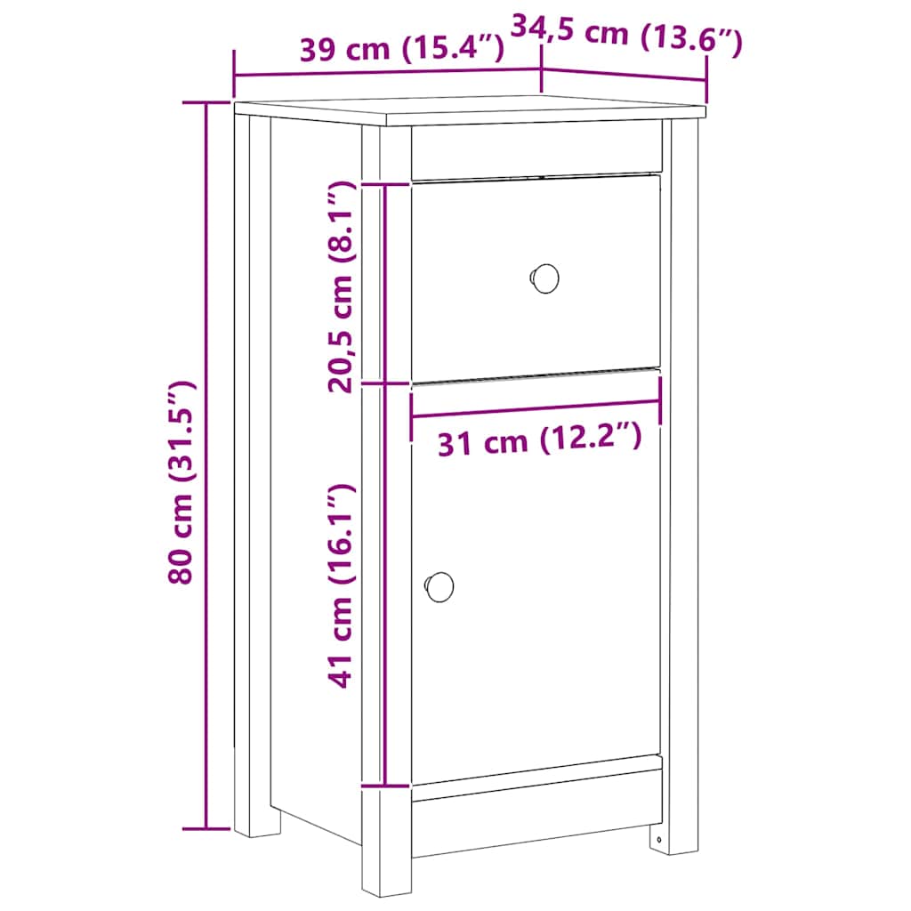Dressoir 2 pcs Wasbruin 39 x 34,5 x 80 cm Massief grenenhout is nu te koop bij PeponiXL, paradijselijk wonen!