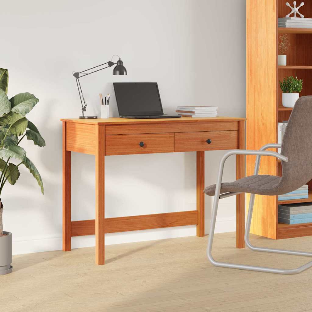 Bureau met lade Max Bruin 100 x 50 x 78 cm Massief grenenhout is nu te koop bij PeponiXL, paradijselijk wonen!