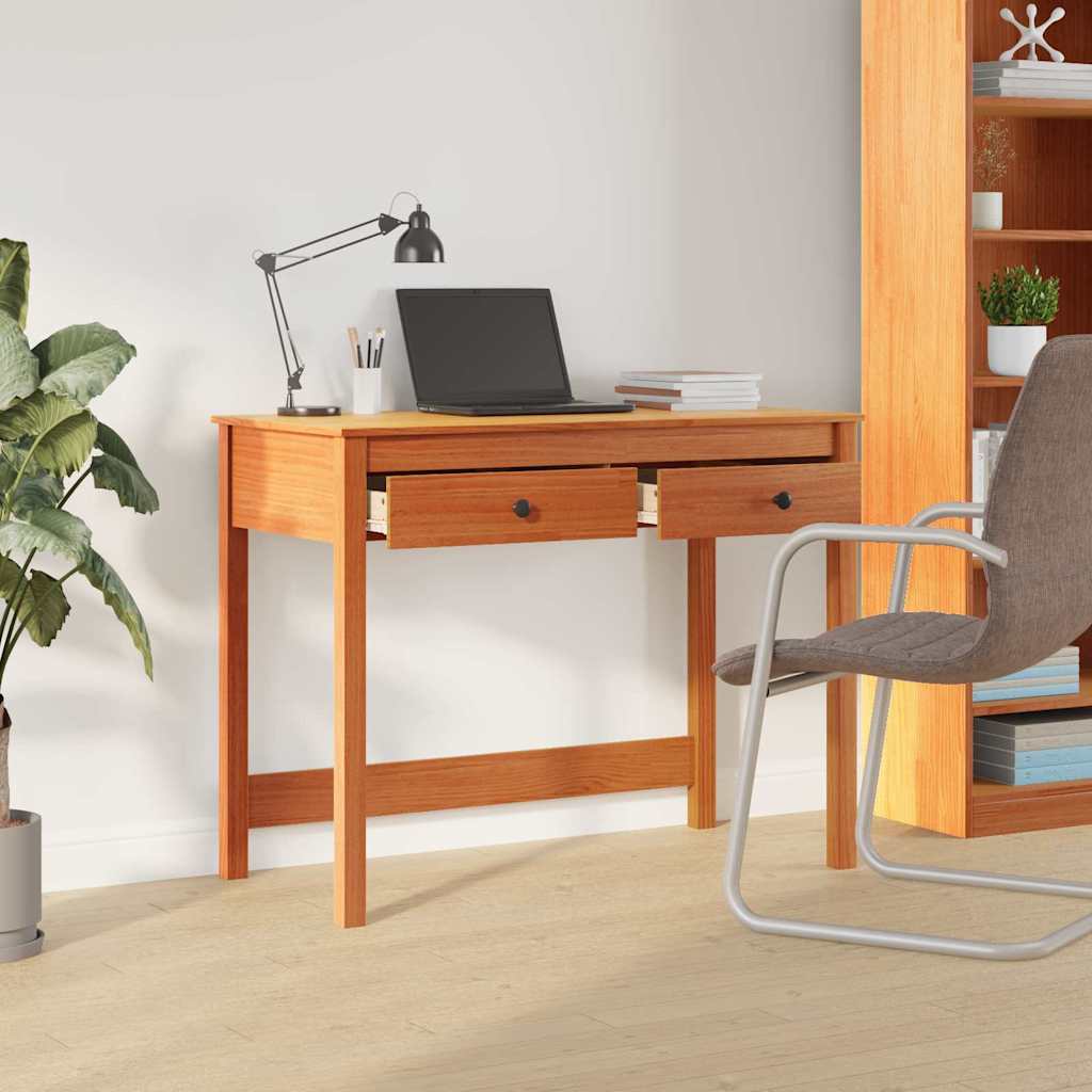Bureau met lade Max Bruin 100 x 50 x 78 cm Massief grenenhout is nu te koop bij PeponiXL, paradijselijk wonen!
