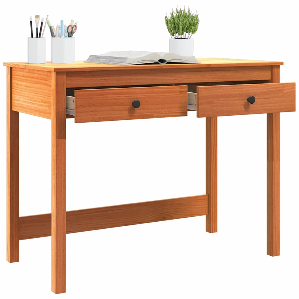 Bureau met lade Max Bruin 100 x 50 x 78 cm Massief grenenhout is nu te koop bij PeponiXL, paradijselijk wonen!