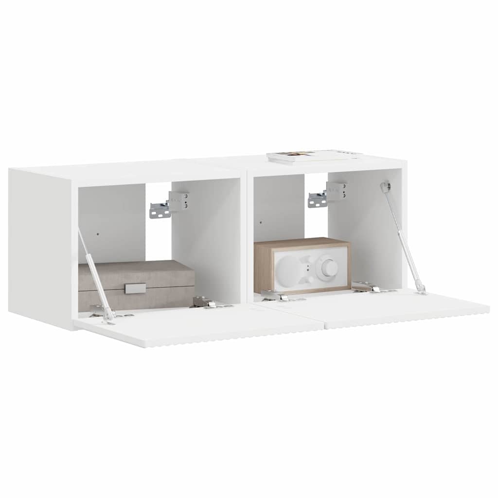 TV Wandkast 2 pcs Wit 39 x 31 x 29,5 cm Bewerkt hout is nu te koop bij PeponiXL, paradijselijk wonen!