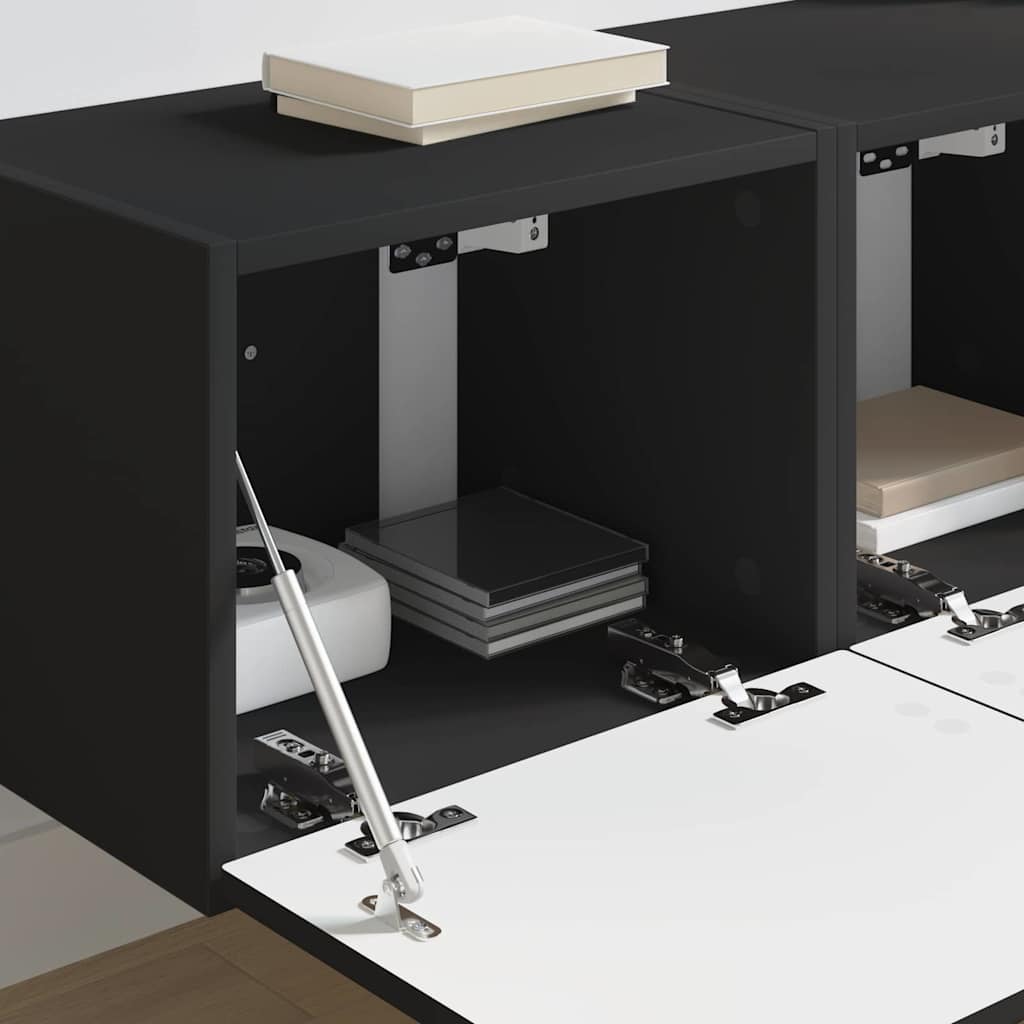 TV Wandkast 2 pcs Zwart 39 x 31 x 29,5 cm Bewerkt hout is nu te koop bij PeponiXL, paradijselijk wonen!