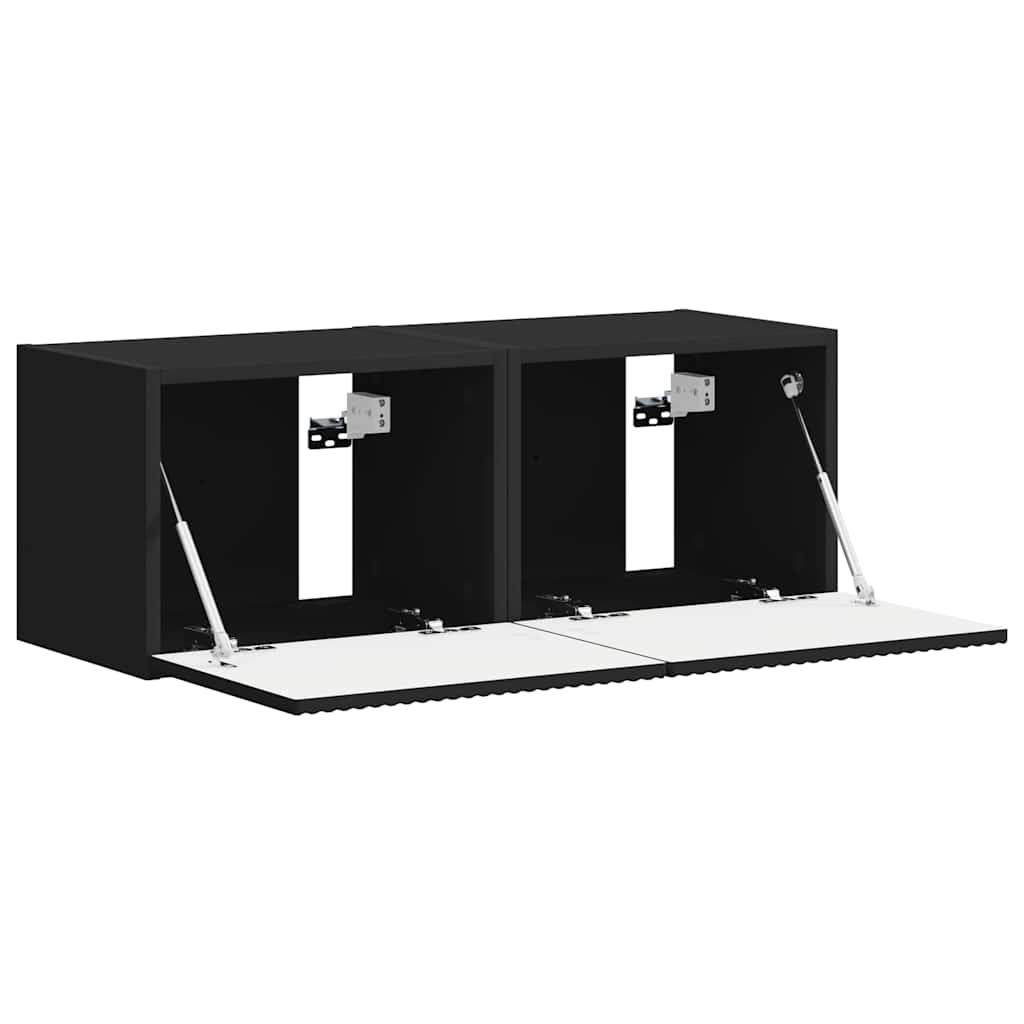 TV Wandkast 2 pcs Zwart 39 x 31 x 29,5 cm Bewerkt hout is nu te koop bij PeponiXL, paradijselijk wonen!
