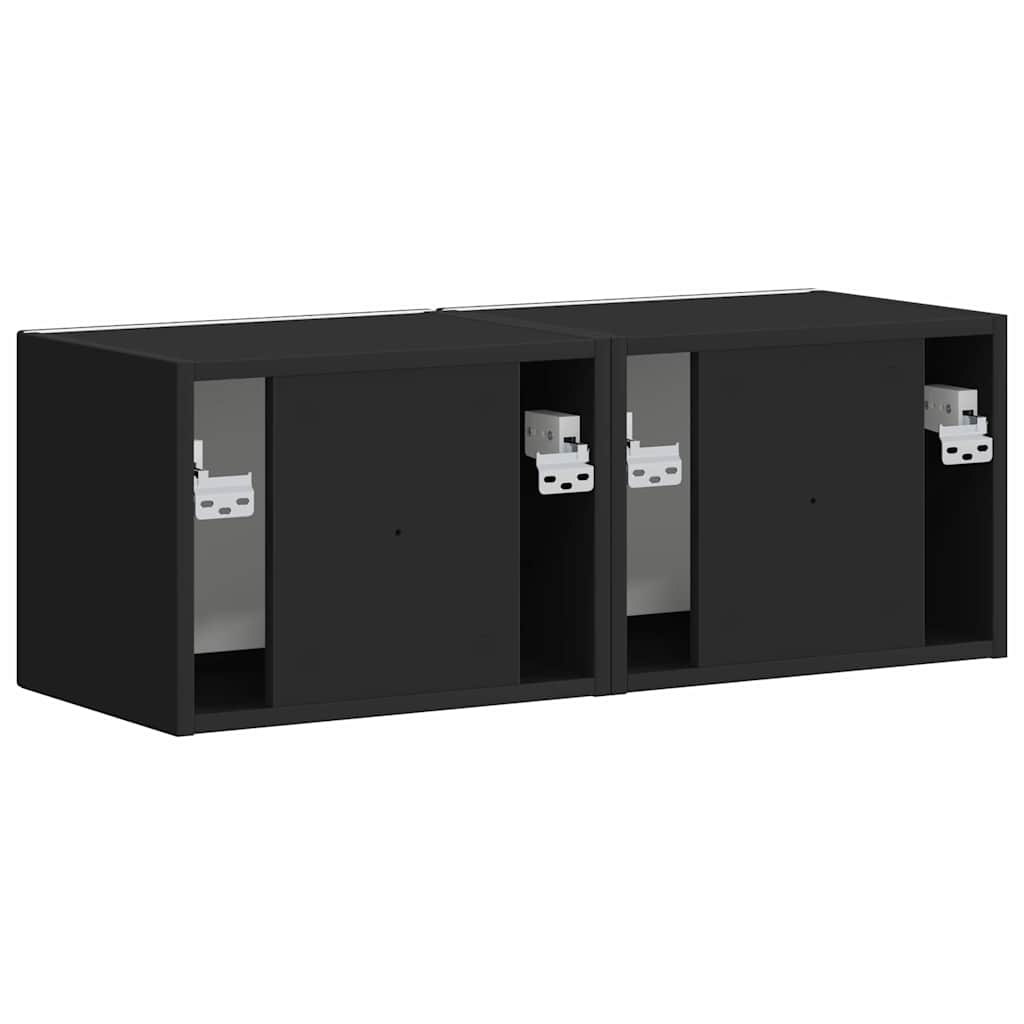 TV Wandkast 2 pcs Zwart 39 x 31 x 29,5 cm Bewerkt hout is nu te koop bij PeponiXL, paradijselijk wonen!