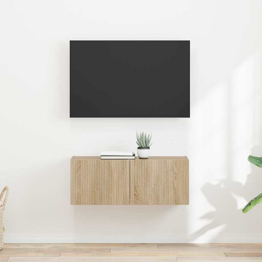 TV Wandkast 2 pcs Sonoma 39 x 31 x 29,5 cm Bewerkt hout is nu te koop bij PeponiXL, paradijselijk wonen!