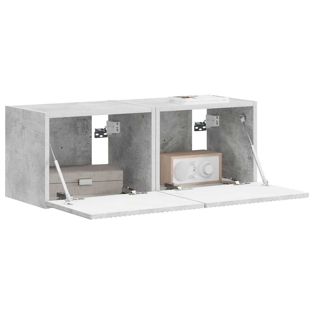 TV Wandkast 2 pcs Beton 39 x 31 x 29,5 cm Bewerkt hout is nu te koop bij PeponiXL, paradijselijk wonen!