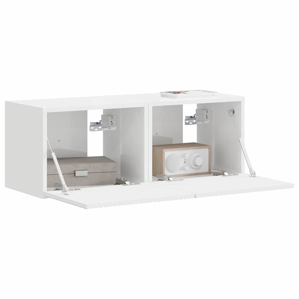 TV Wandkast 2 pcs Glanzend Wit 39 x 31 x 29,5 cm Bewerkt hout is nu te koop bij PeponiXL, paradijselijk wonen!