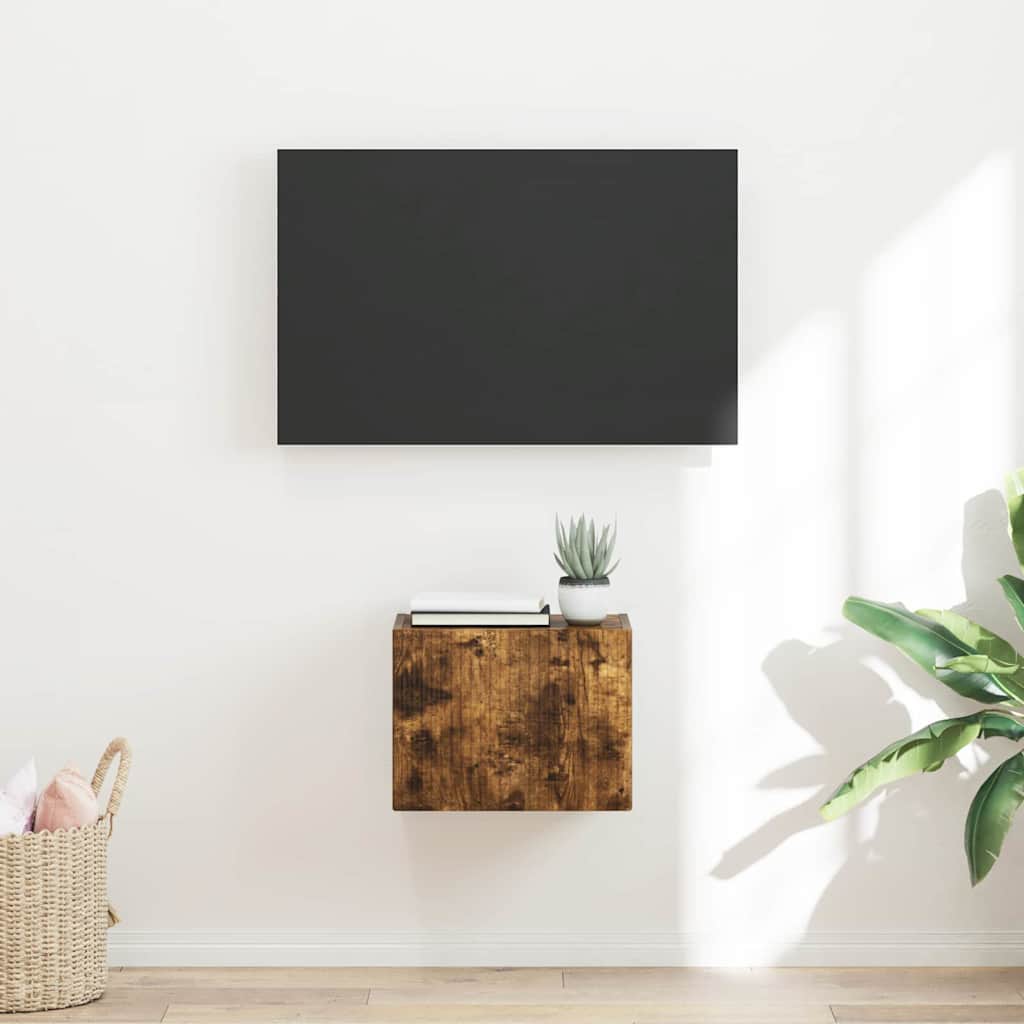 TV Wandkast Gerookt eiken 39 x 31 x 29,5 cm Bewerkt hout is nu te koop bij PeponiXL, paradijselijk wonen!