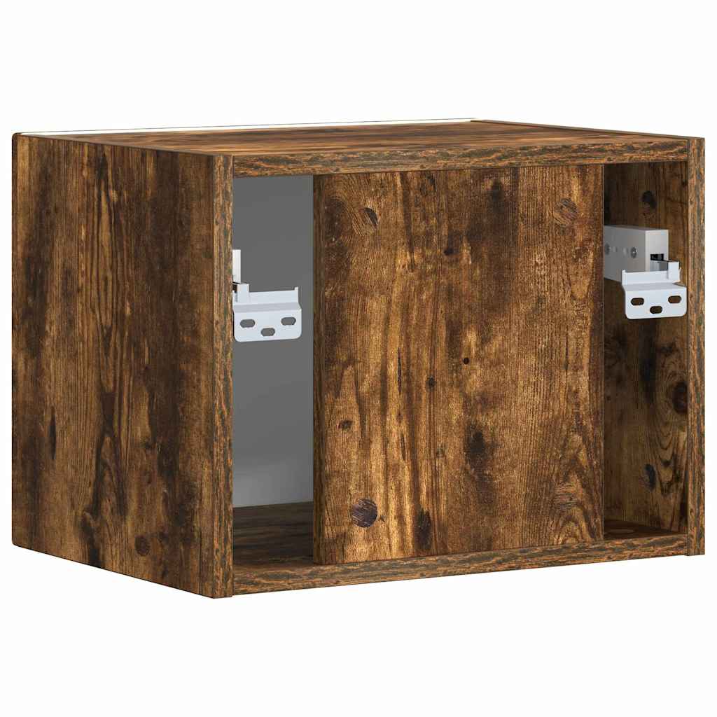 TV Wandkast Gerookt eiken 39 x 31 x 29,5 cm Bewerkt hout is nu te koop bij PeponiXL, paradijselijk wonen!