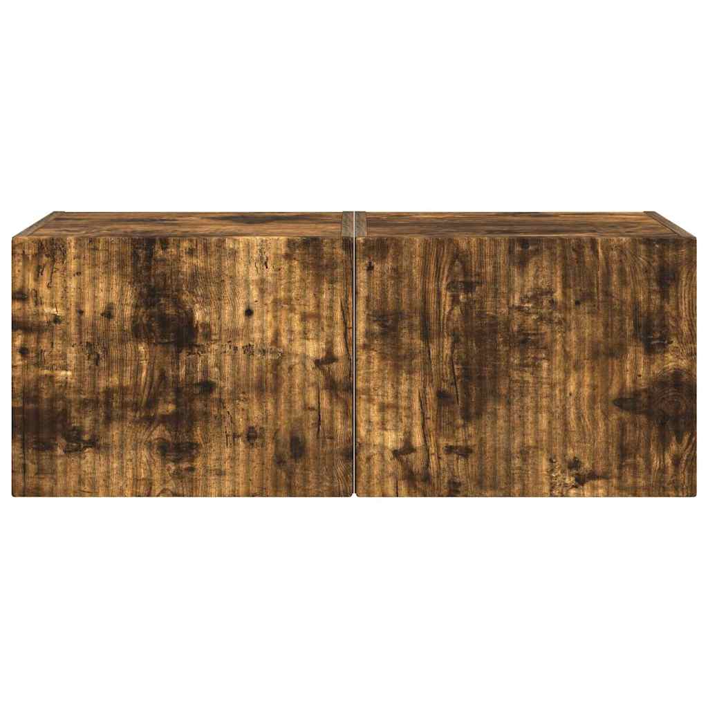TV Wandkast 2 pcs Gerookt eiken 39 x 31 x 29,5 cm Bewerkt hout is nu te koop bij PeponiXL, paradijselijk wonen!