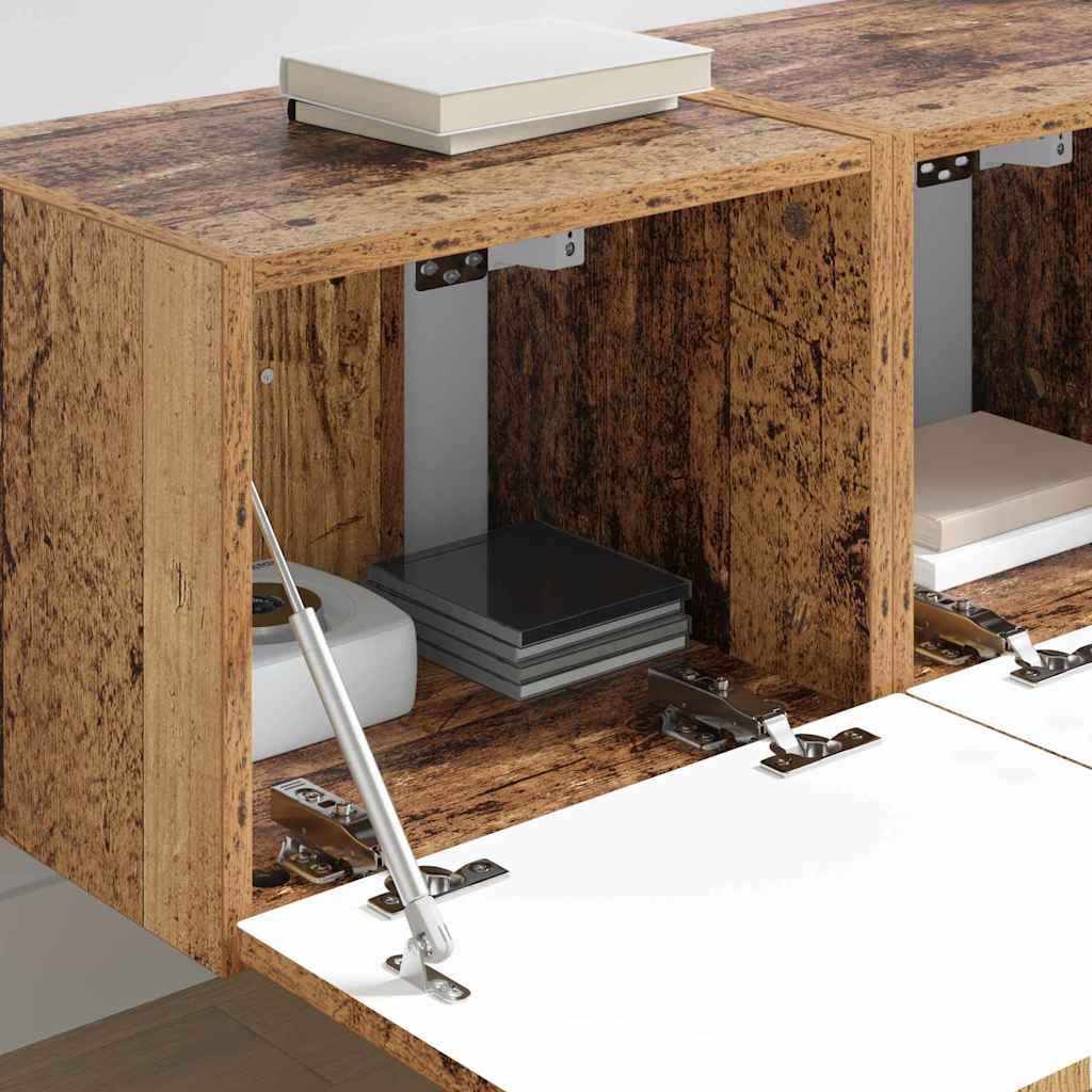 TV Wandkast 2 pcs Oud Hout 39 x 31 x 29,5 cm Bewerkt hout is nu te koop bij PeponiXL, paradijselijk wonen!