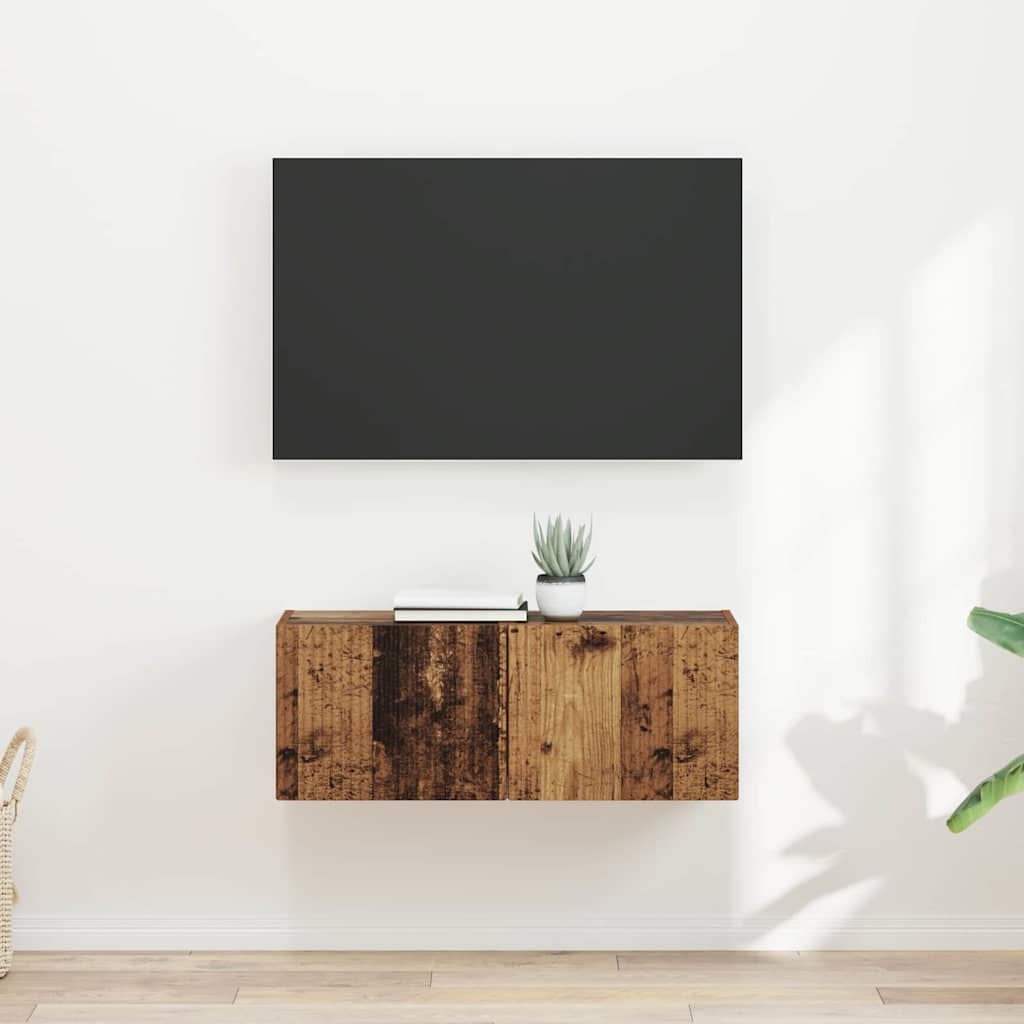 TV Wandkast 2 pcs Oud Hout 39 x 31 x 29,5 cm Bewerkt hout is nu te koop bij PeponiXL, paradijselijk wonen!