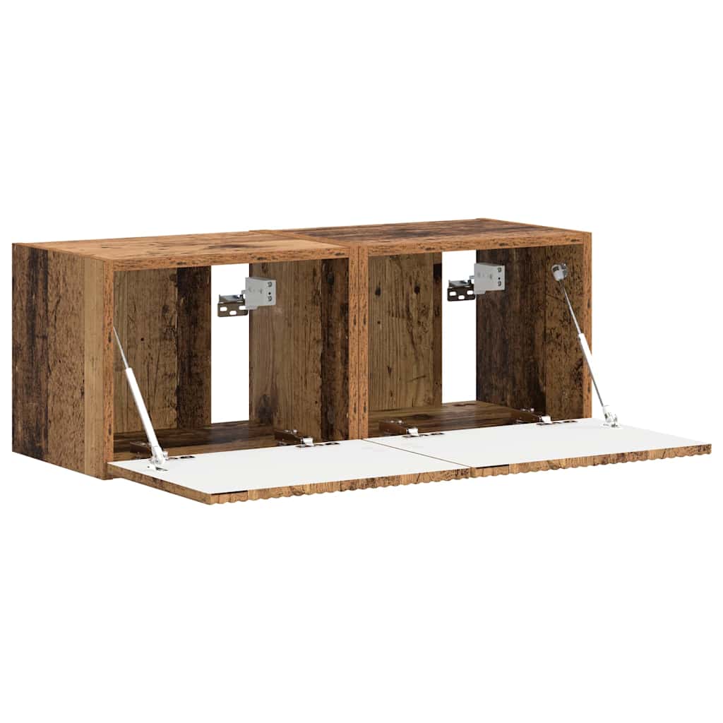 TV Wandkast 2 pcs Oud Hout 39 x 31 x 29,5 cm Bewerkt hout is nu te koop bij PeponiXL, paradijselijk wonen!