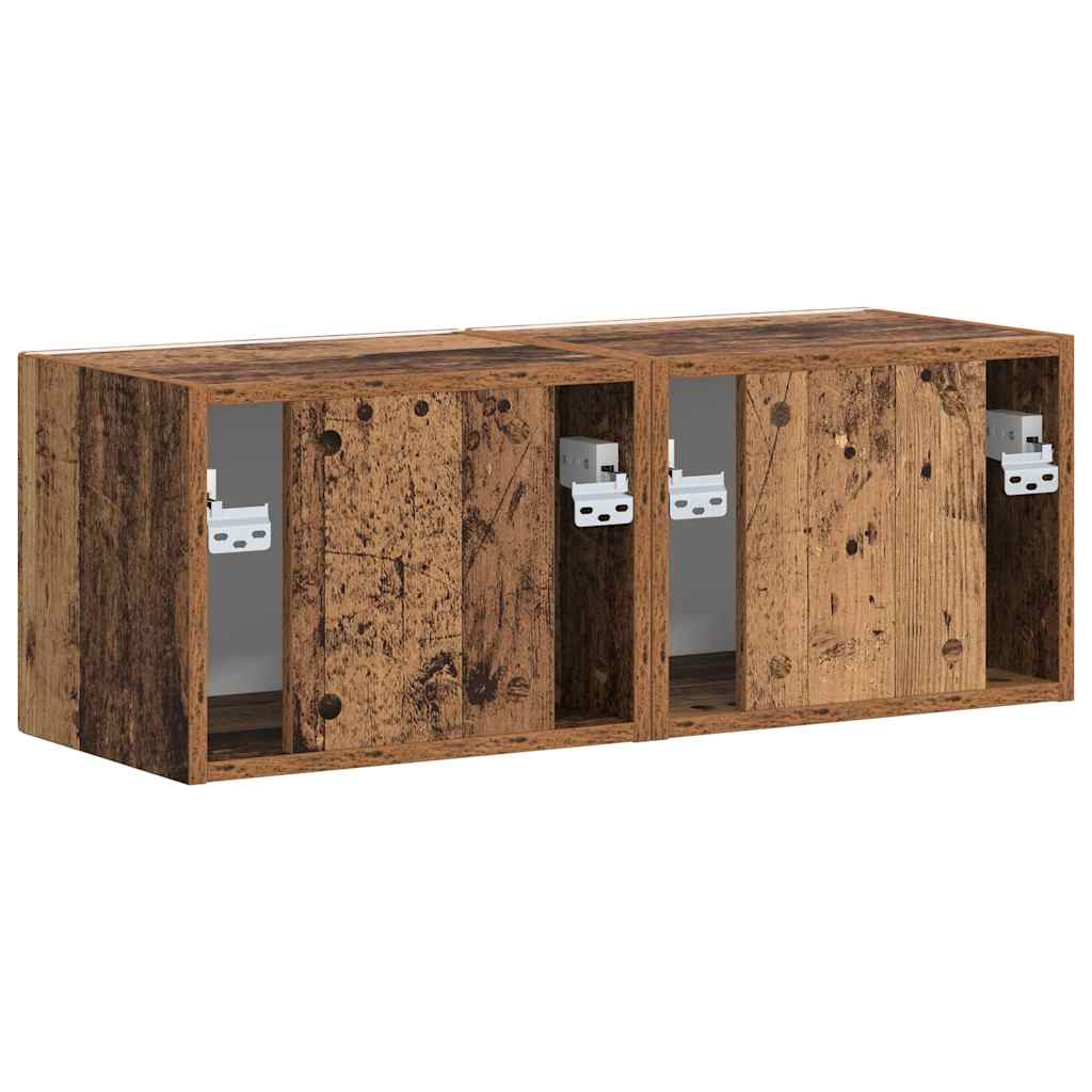 TV Wandkast 2 pcs Oud Hout 39 x 31 x 29,5 cm Bewerkt hout is nu te koop bij PeponiXL, paradijselijk wonen!
