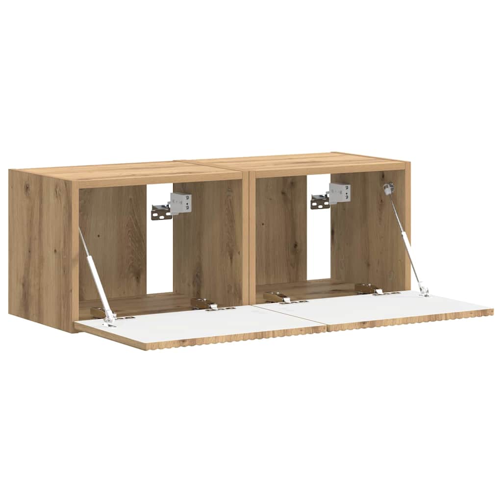 TV Wandkast 2 pcs Ambachtelijk eiken 60 x 31 x 29.5 cm is nu te koop bij PeponiXL, paradijselijk wonen!
