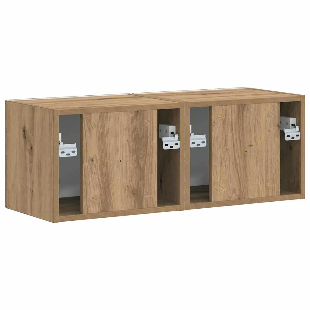 TV Wandkast 2 pcs Ambachtelijk eiken 60 x 31 x 29.5 cm is nu te koop bij PeponiXL, paradijselijk wonen!